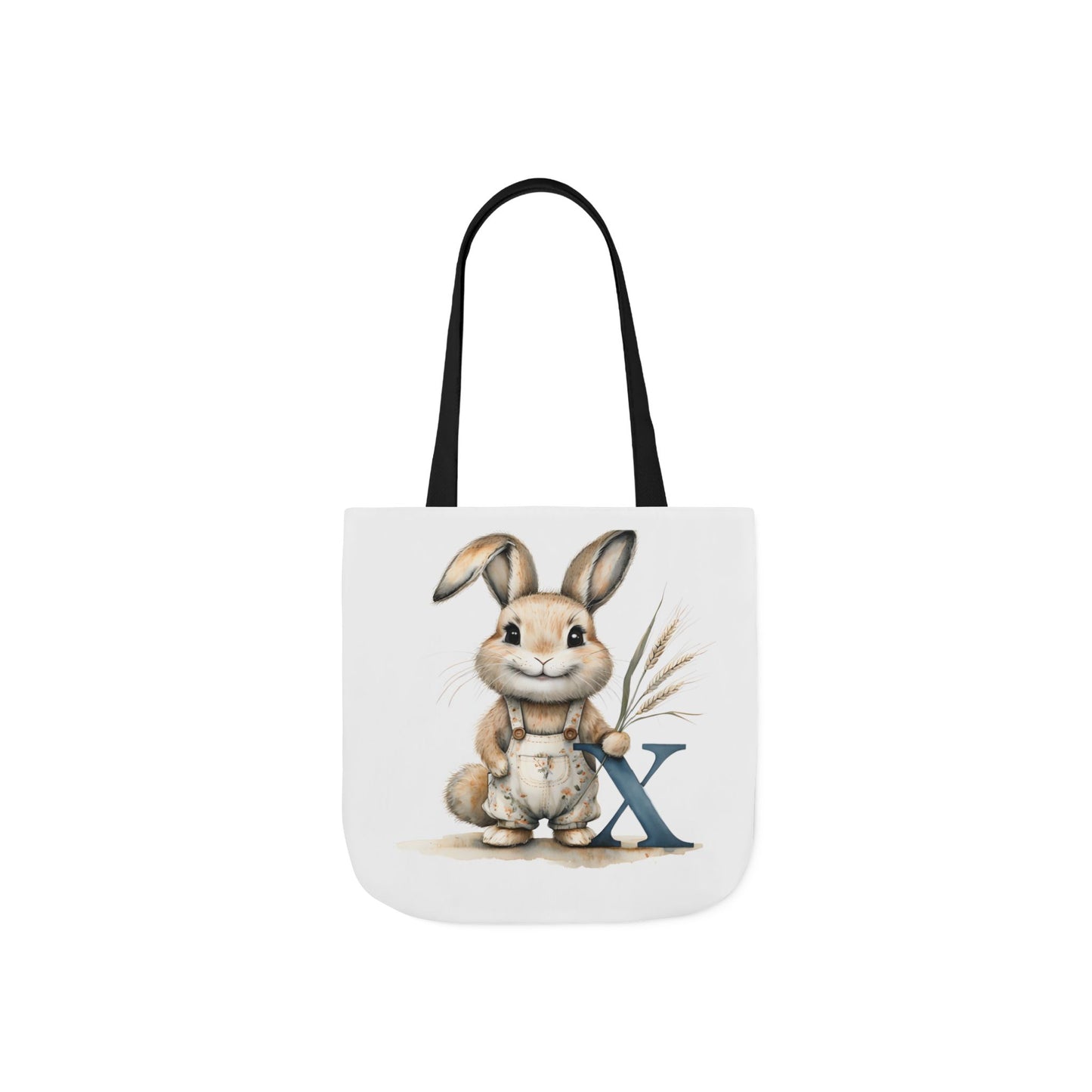 Cute Letter X Bunny Canvas Tote Bag with 5-Color Straps, Ideal for Spring, Easter Gifts, Eco-Friendly Shopping, Animal Lovers, Cute Designs