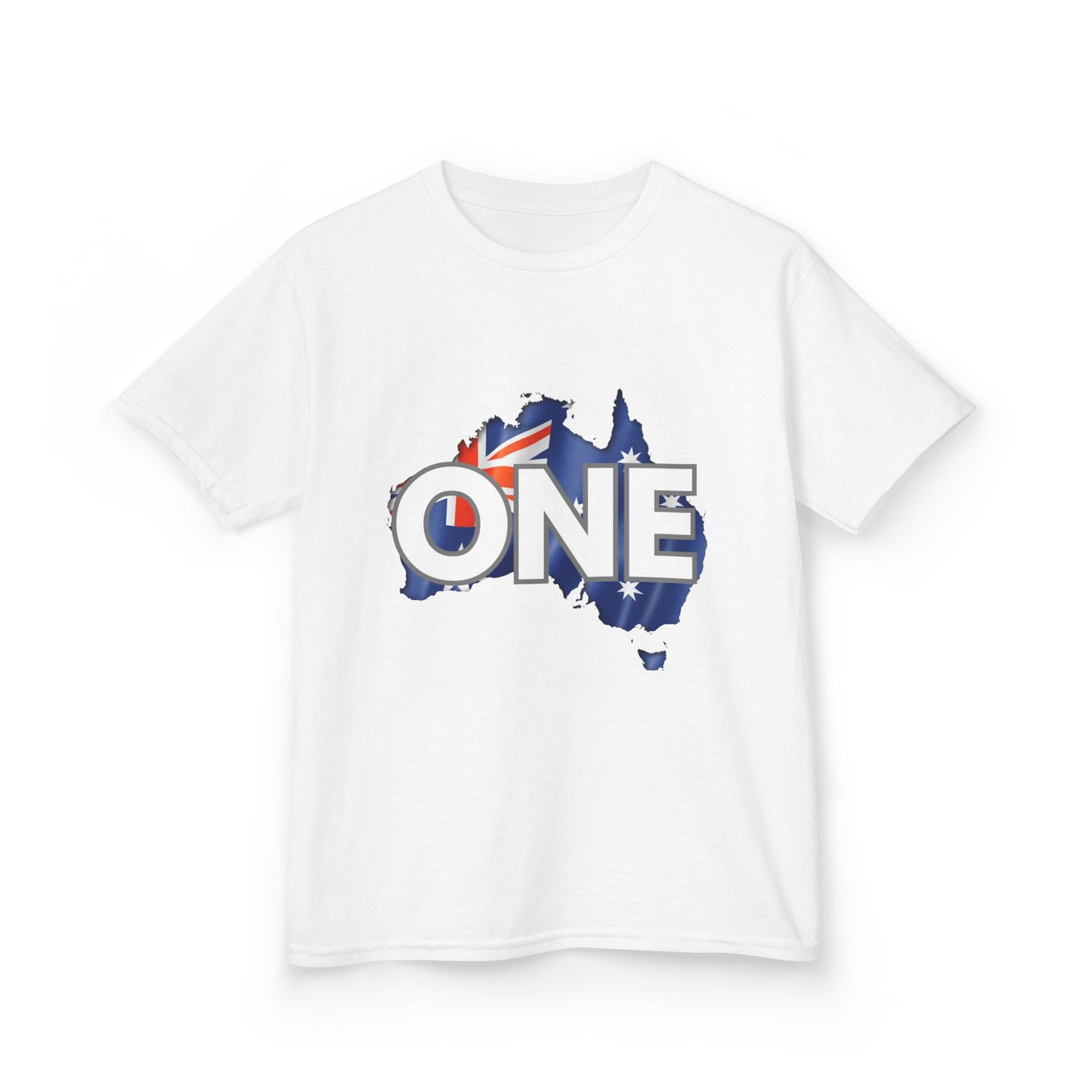 Kids Tee — "ONE" Australia Map Flag Unity Design (Patriotic Australia Day Shirt)