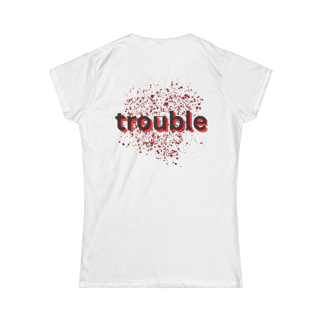 Angel (front) / Trouble (back) Women's Tee — Playful Contrast Graphic Shirt
