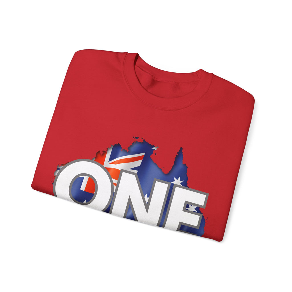 Australia ONE Flag Crewneck Unity Sweatshirt – Patriotic Aussie Map Design
