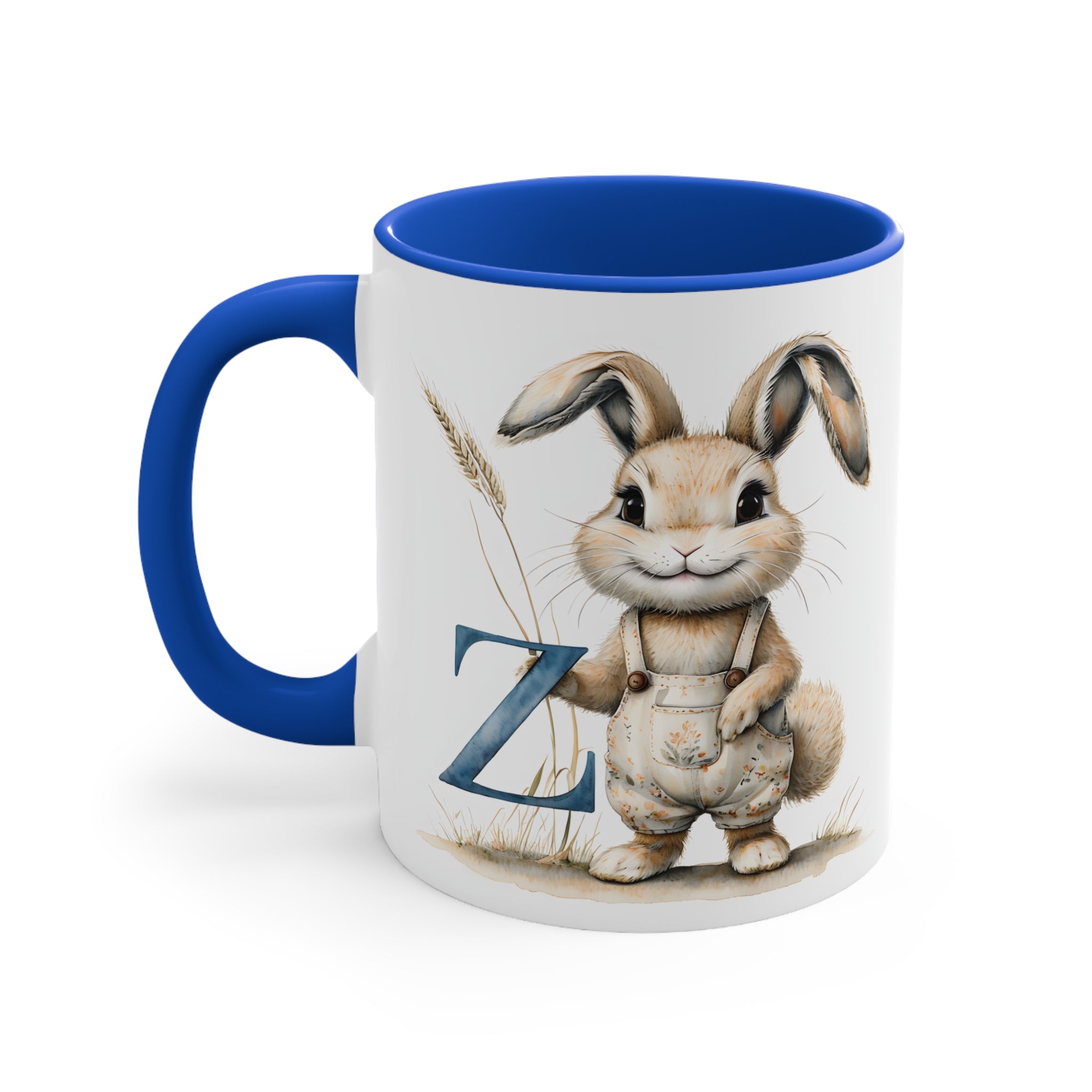 Whimsical Letter Z Bunny Accent Mug - Cute Rabbit Design, Perfect for Easter, Gift for Kids, Coffee Lovers, Fun Kitchen Decor