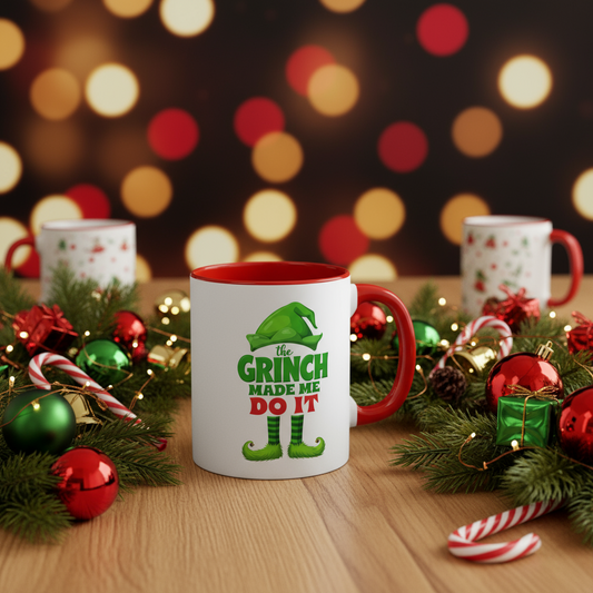 The Grinch Made Me Do It Christmas Mug — 11oz Accent Coffee Cup