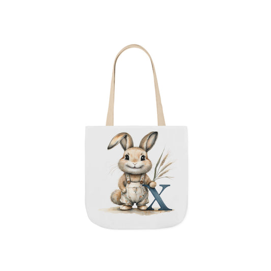 Cute Letter X Bunny Canvas Tote Bag with 5-Color Straps, Ideal for Spring, Easter Gifts, Eco-Friendly Shopping, Animal Lovers, Cute Designs
