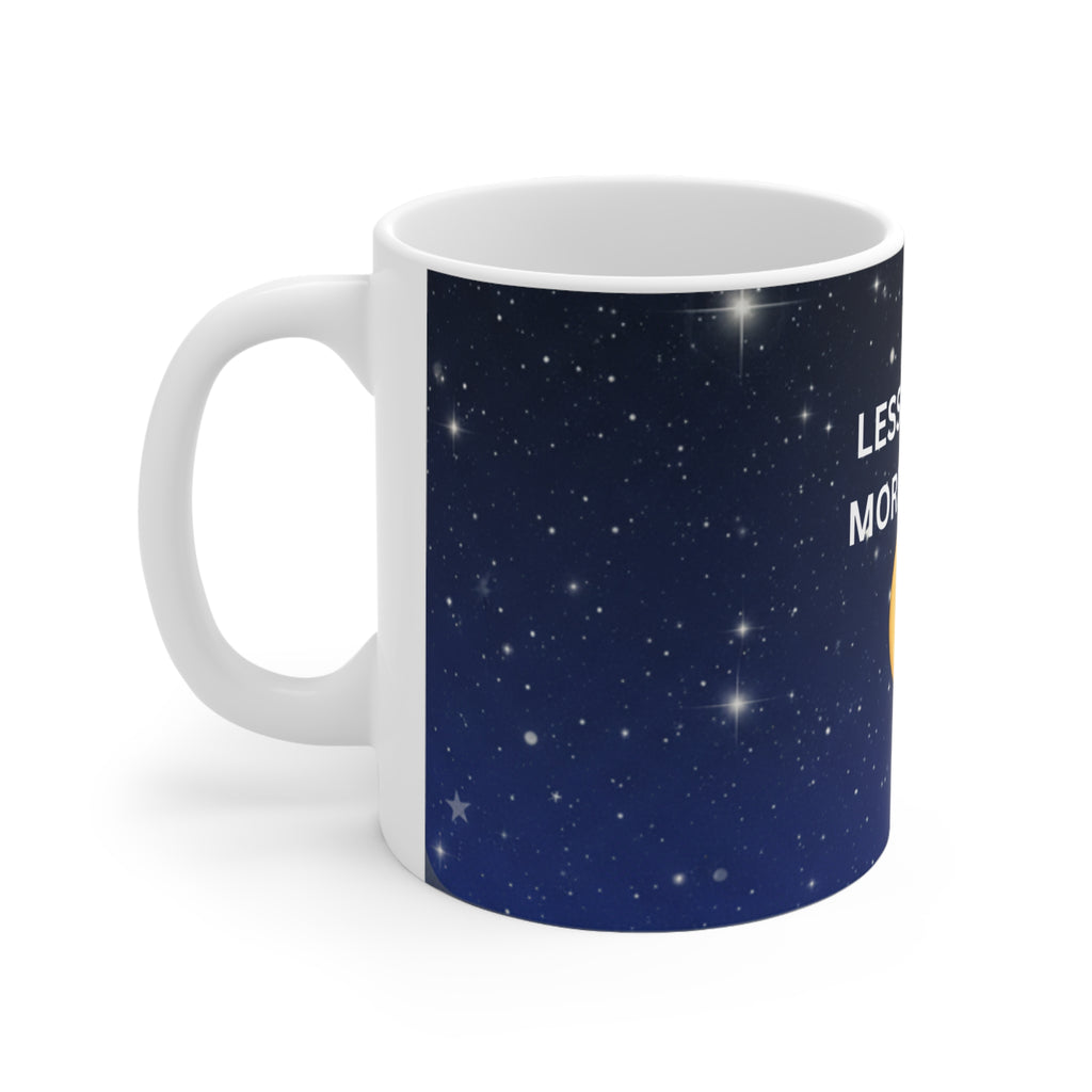 Ceramic Mug — "Less Chaos, More Magic" Night Sky Moon Coffee Cup 11oz