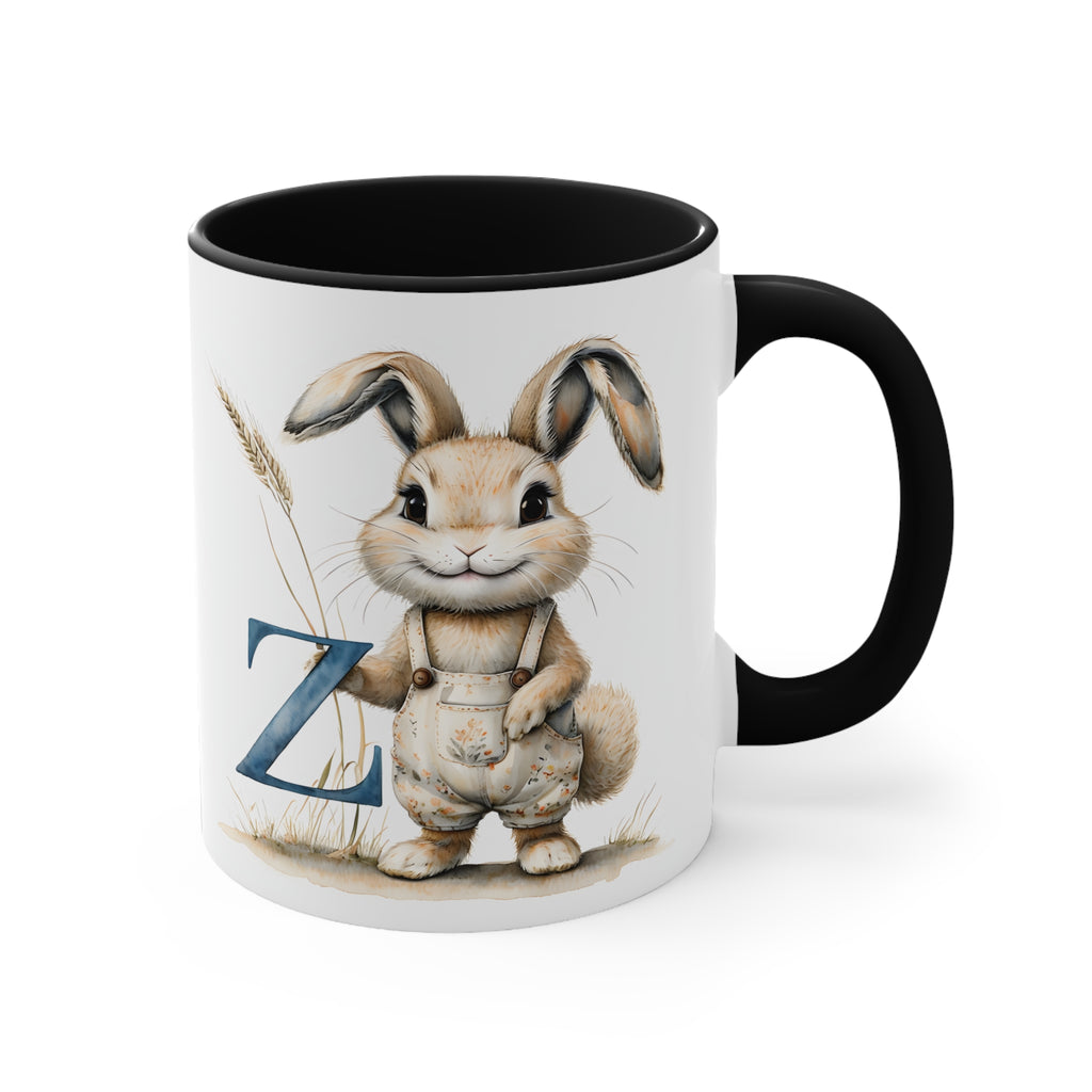 Whimsical Letter Z Bunny Accent Mug - Cute Rabbit Design, Perfect for Easter, Gift for Kids, Coffee Lovers, Fun Kitchen Decor
