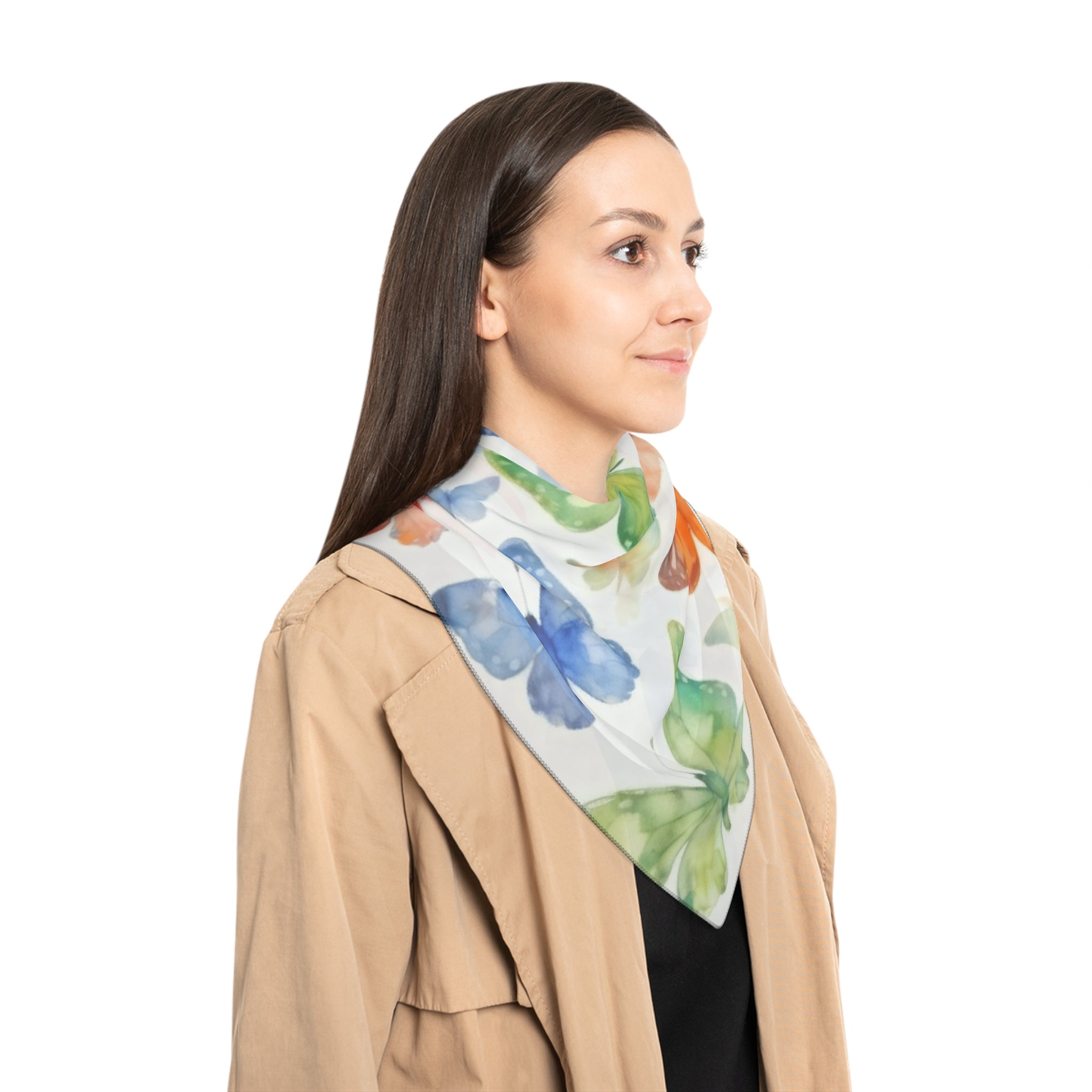 Butterflies Silk-Look Scarf — Butterflies Graphic Print