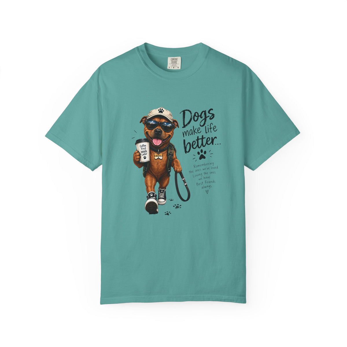 Dog Lovers Staffy T‑Shirt — "Dogs Make Life Better" Graphic Tee