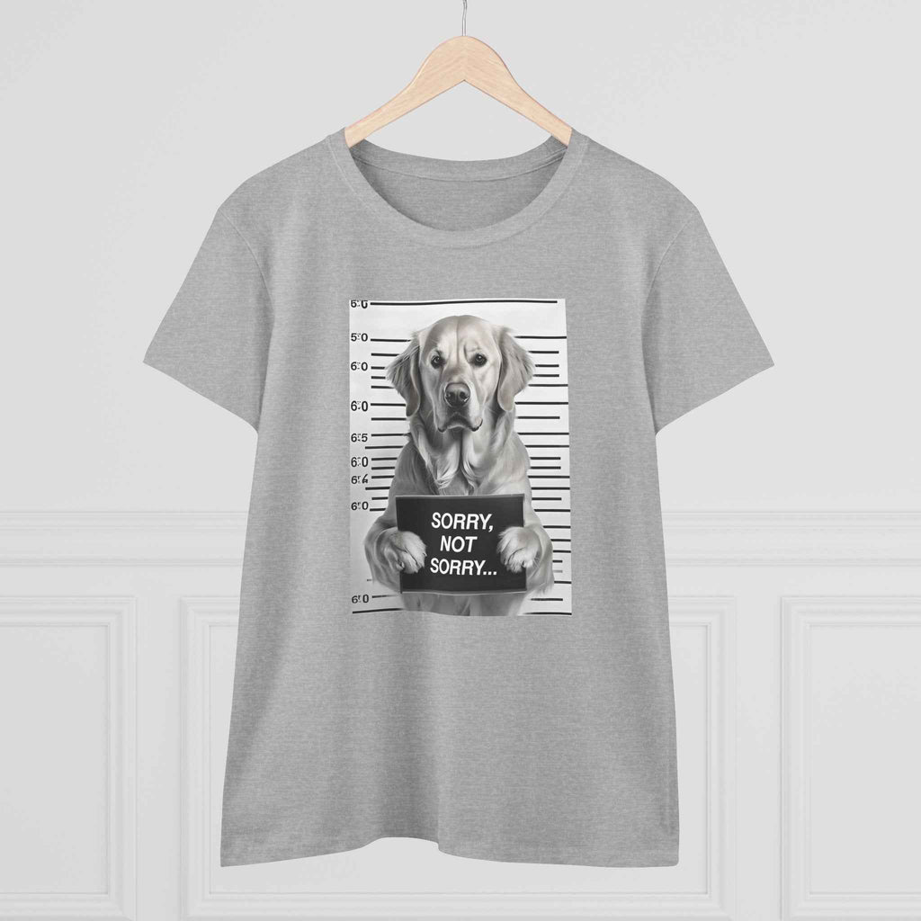 Funny Dog Mugshot Tee, Casual Cotton T-Shirt, Pet Lover Apparel, Gift for Dog Owners, Humorous Dog Shirt, Sorry Not Sorry Tee