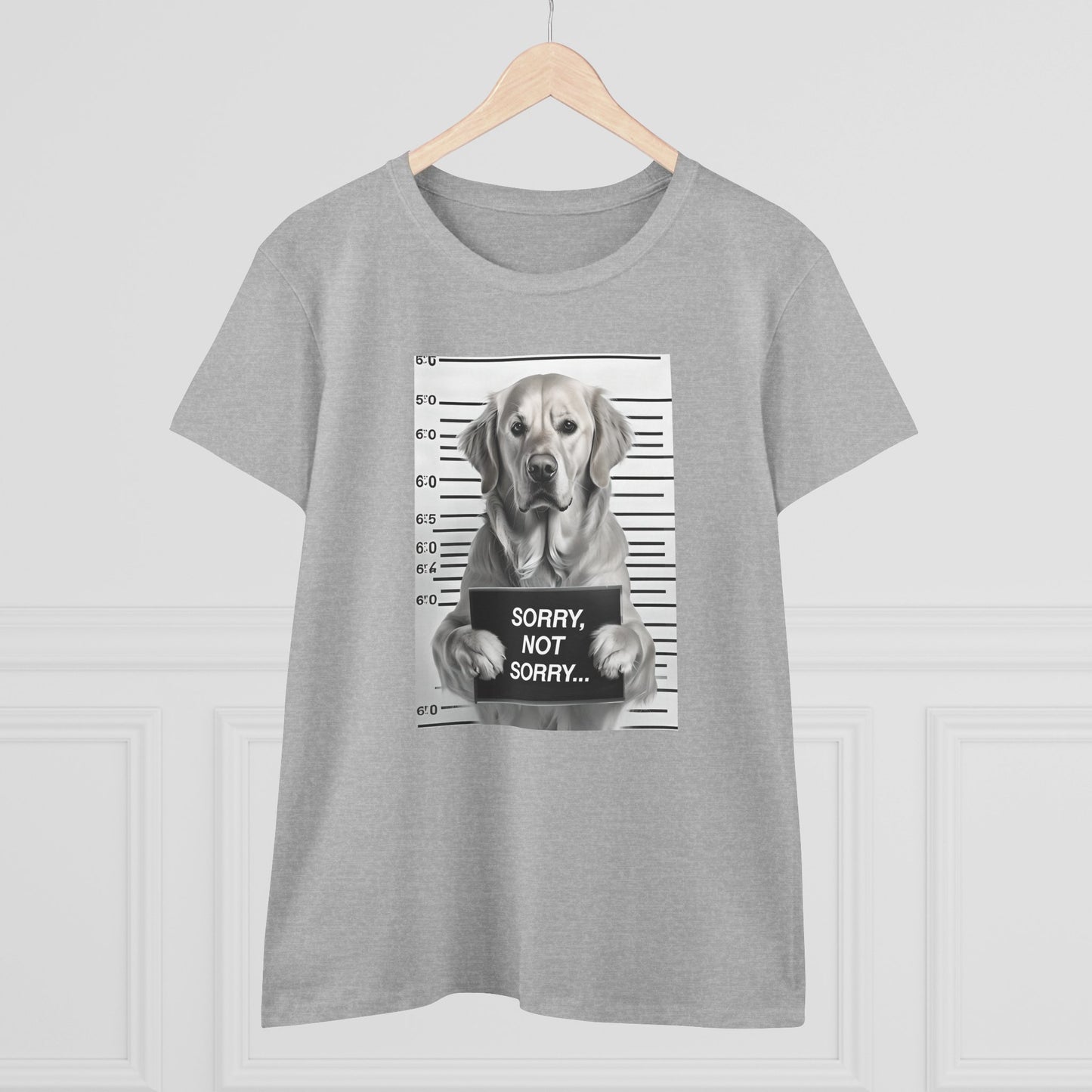 Funny Dog Mugshot Tee, Casual Cotton T-Shirt, Pet Lover Apparel, Gift for Dog Owners, Humorous Dog Shirt, Sorry Not Sorry Tee