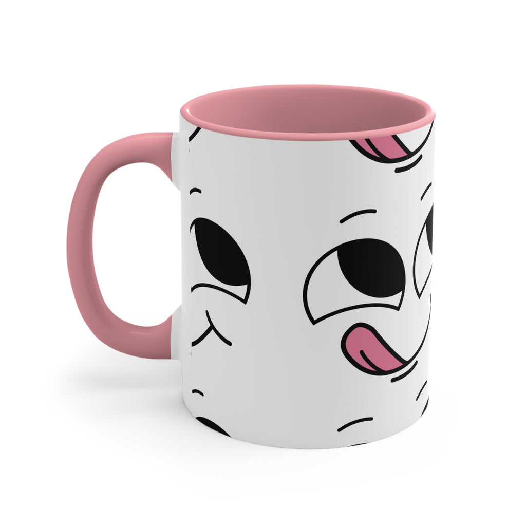 Quirky PINK Tongue Face Outline Accent Mug 11oz