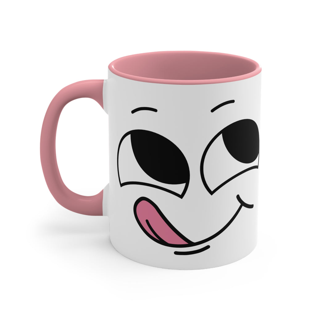 Quirky PINK Tongue Face Outline Accent Mug 11oz