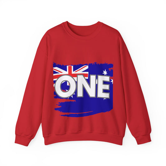Australia ONE Torn Flag Crewneck Unity Sweatshirt – Patriotic Aussie Map Design