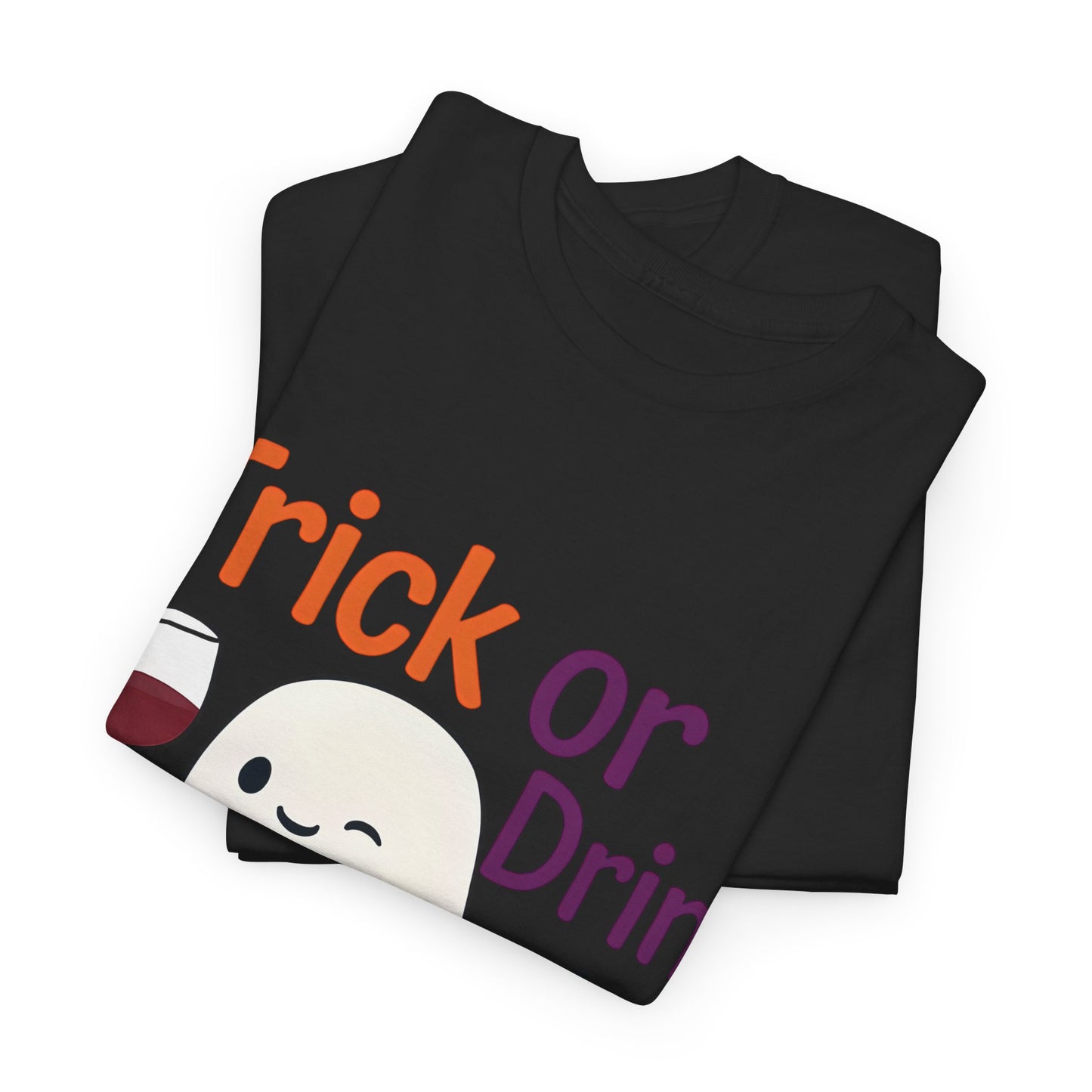 Halloween Ghost Tee, Fun Unisex Tee, Trick or Drink T-Shirt, Casual Halloween Apparel, Spooky Season Gift, Seasonal Humor Shirt