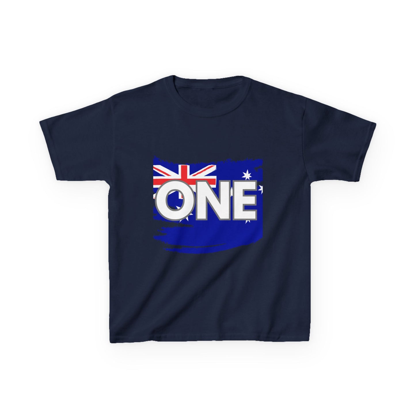 Kids Tee — "ONE" Australia Map Torn Flag Unity Design (Patriotic Australia Day Shirt)