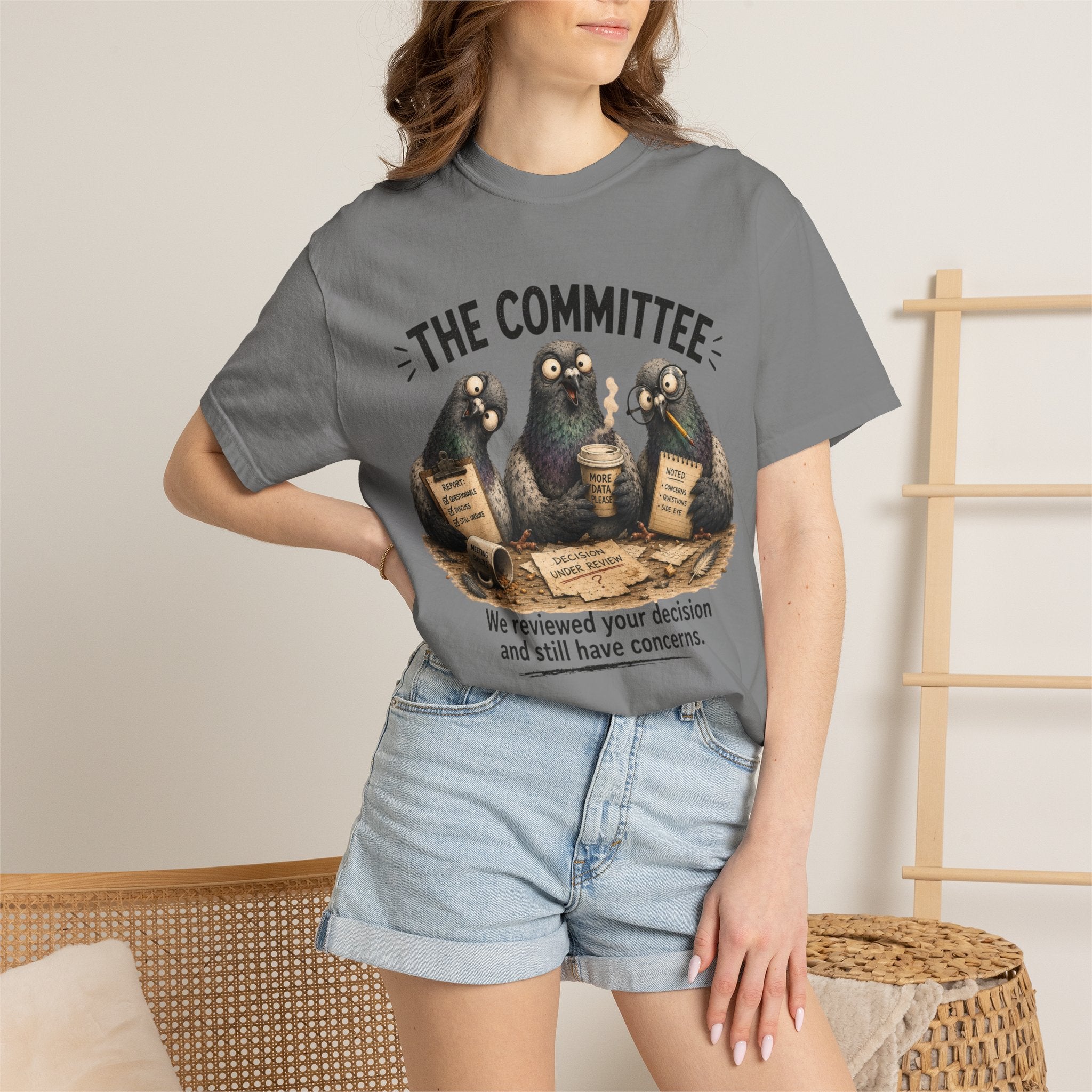 The Committee T-Shirt — Funny Pigeon Reviewers Graphic Tee