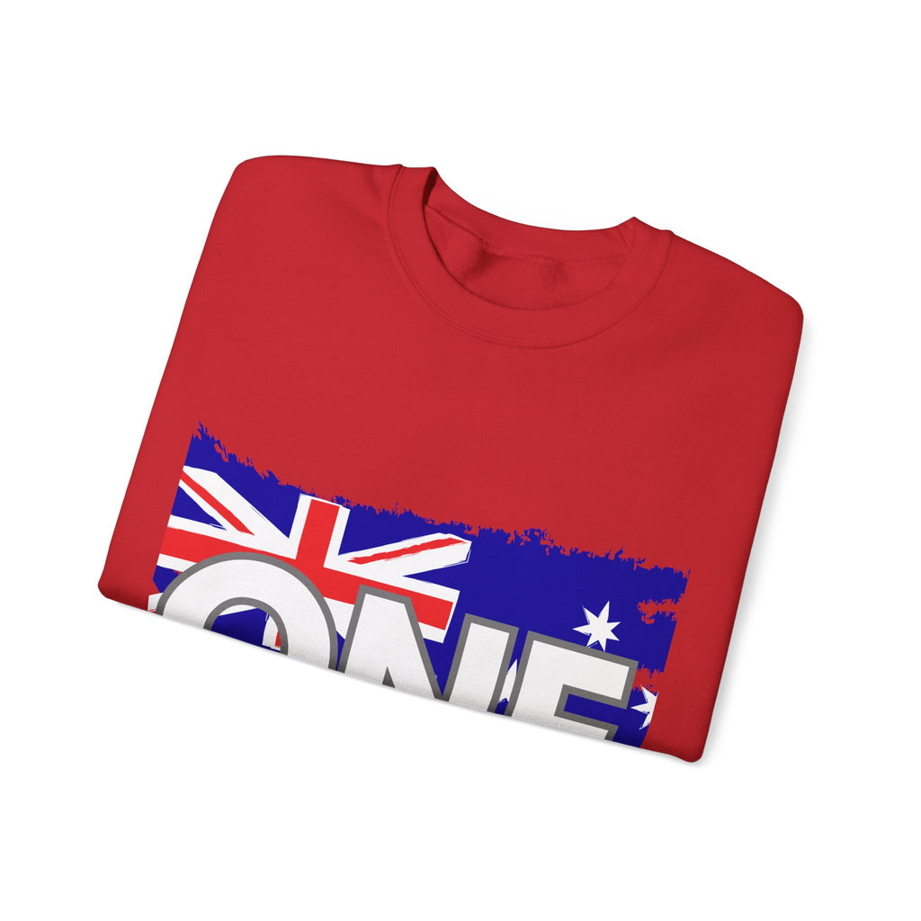Australia ONE Torn Flag Crewneck Unity Sweatshirt – Patriotic Aussie Map Design