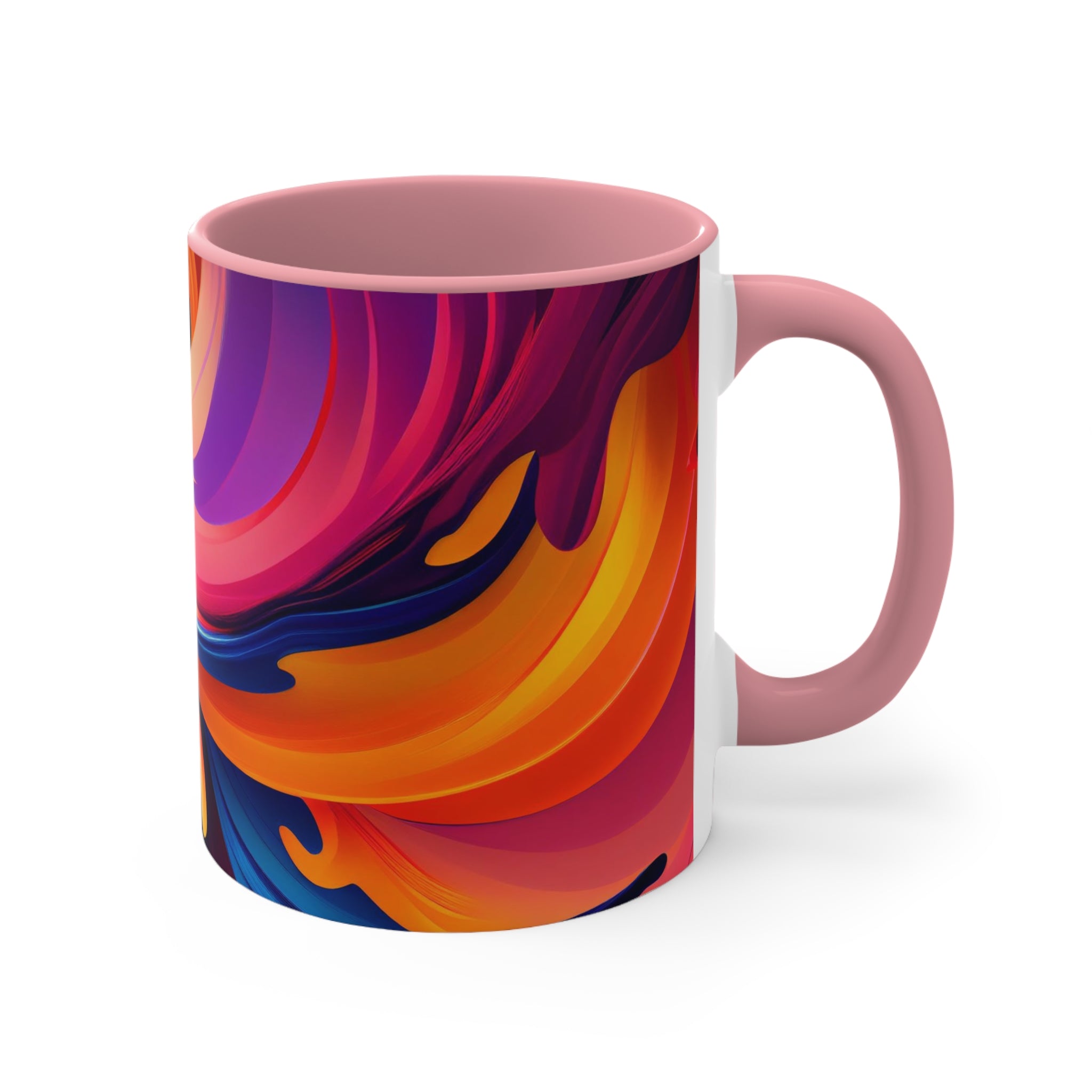 Colorful Wavy Accent Mug — 11oz Bright Ceramic Coffee Cup