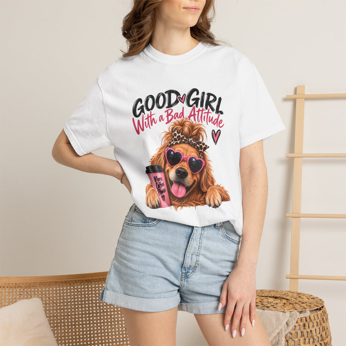 Good Girl With a Bad Attitude - Golden Retriever Graphic Tee