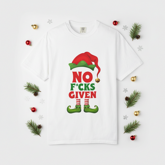 T-Shirt — 'No F*cks Given' Christmas Elf Holiday Tee