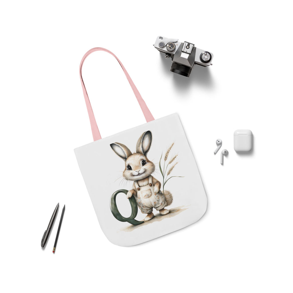 Cute Letter Q Rabbit Canvas Tote Bag - Eco-Friendly Shopping, Gift Bag, Farmer's Market, Kid's Lunch, Summer Fun