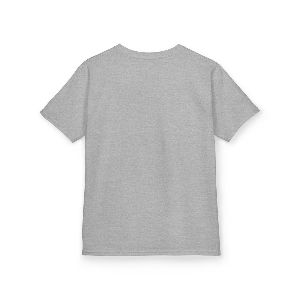 Kids heather gray crew-neck T-shirt, plain back view