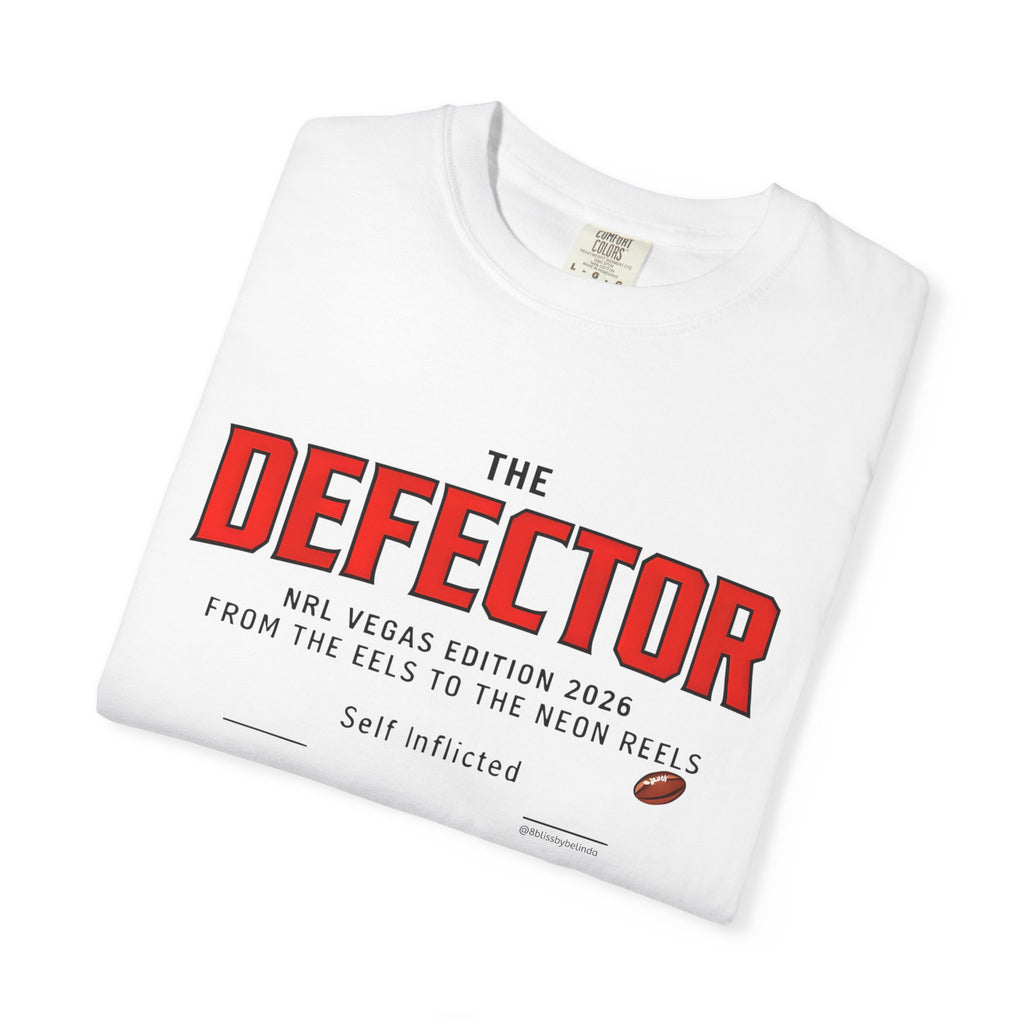 The Defector  "Brown" - NRL Vegas Edition 2026  Graphic T-Shirt — 'The Defector - NRL Vegas Edition 2026' Sports Humour Tee with Definition Print