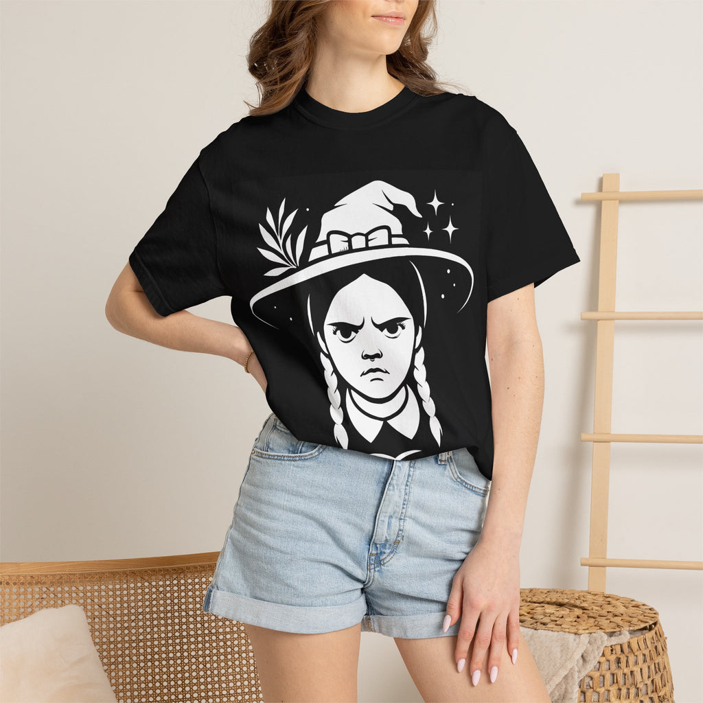 Witch Girl Graphic T-Shirt — Gothic Witch Hat Illustration