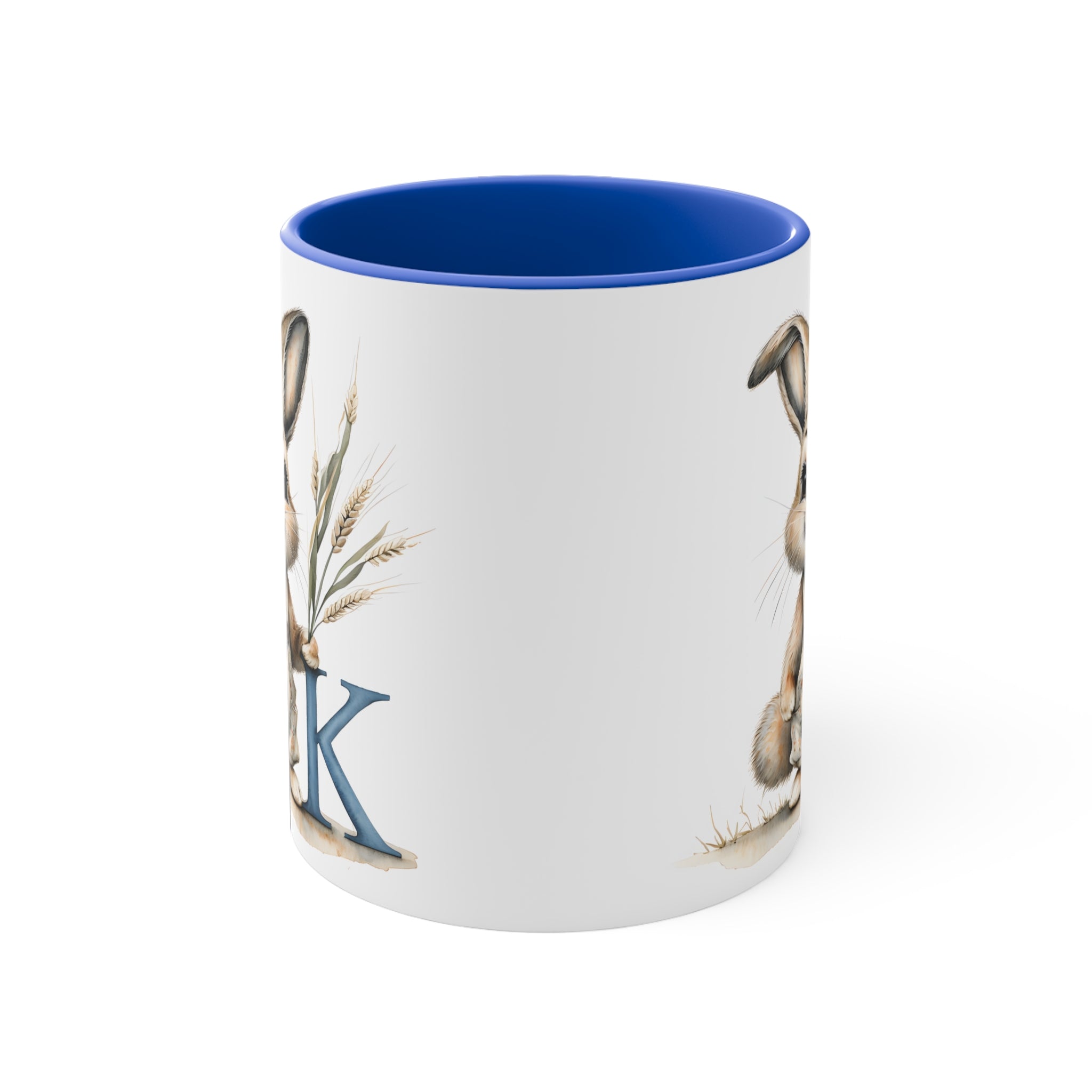 Whimsical Letter K Bunny Mug, Perfect for Easter, Spring Gifts, Farmhouse Decor, Coffee Lover, Accent Mugs