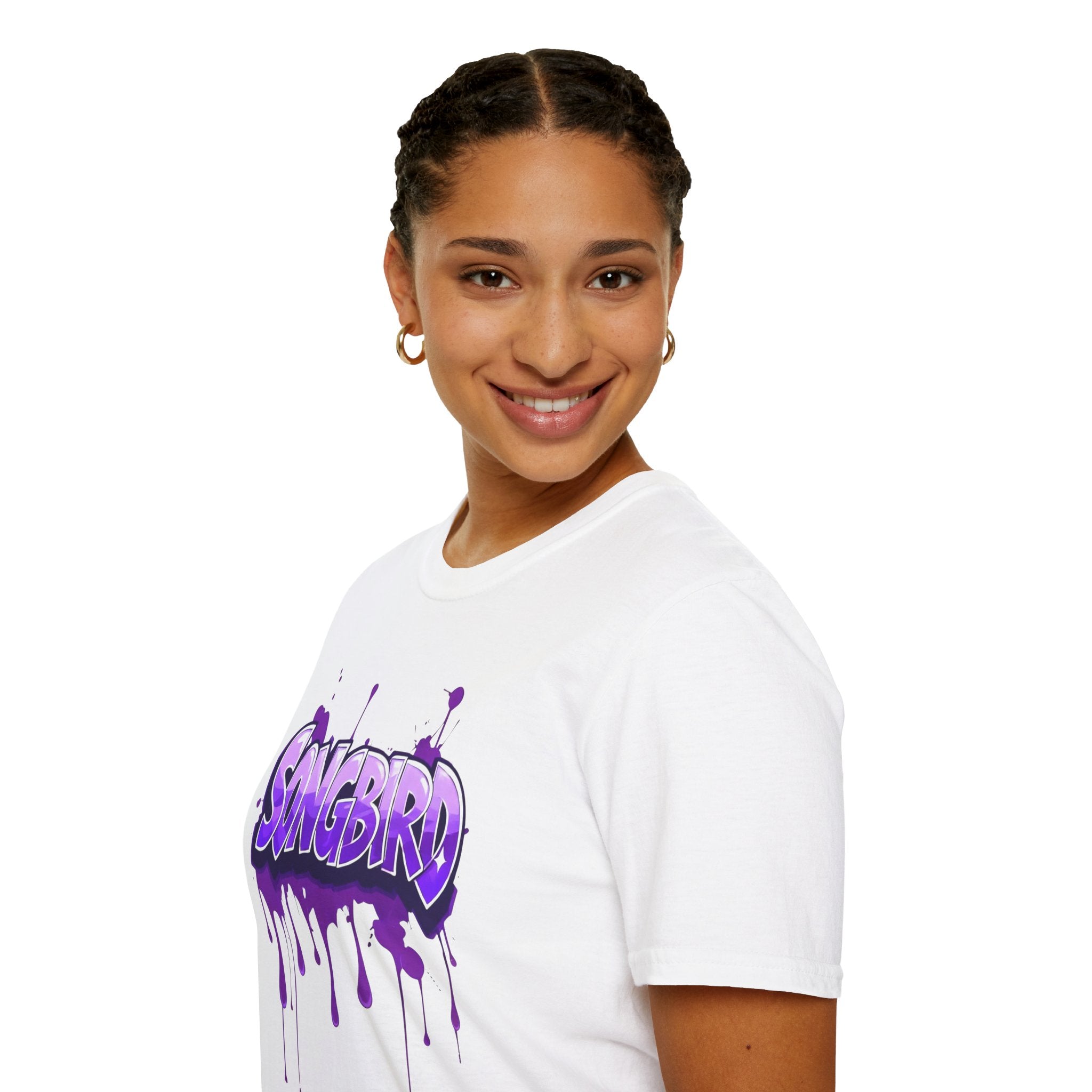 Songbird Graffiti T-Shirt Ladies — Purple Drip Streetwear Tee