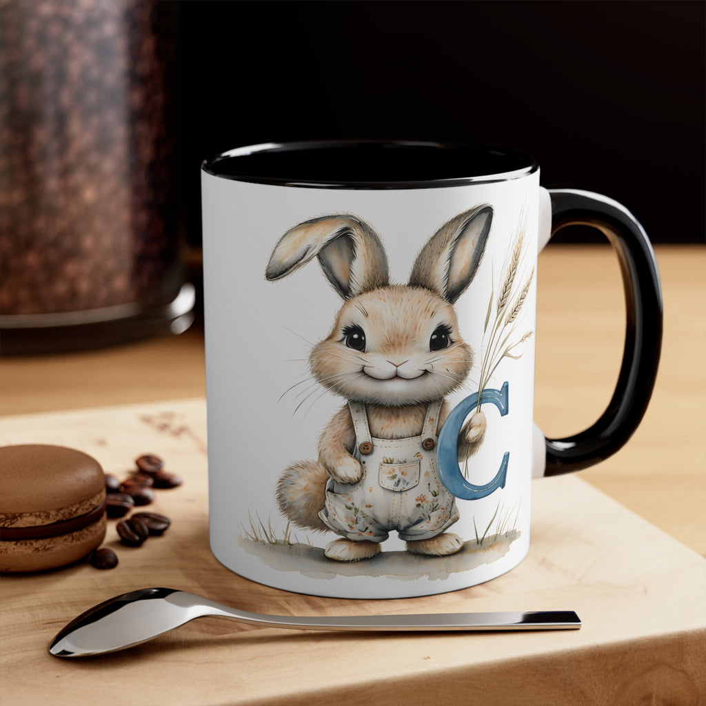 Charming Letter C Bunny Mug, Perfect for Spring Gifts, Easter Celebrations, Tea Lovers, Home Decor, Adorable Drinkware