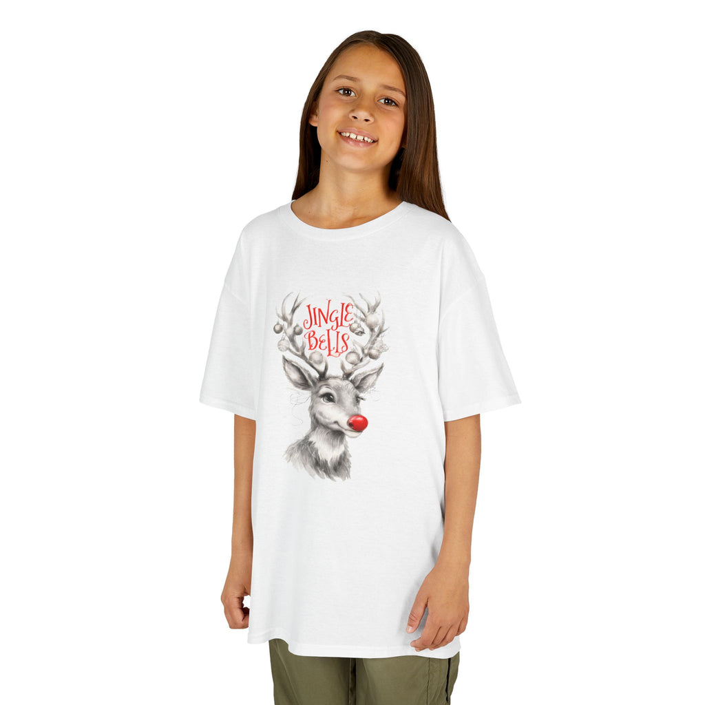 Kids Tee — 'Jingle Bells' Reindeer Christmas Shirt