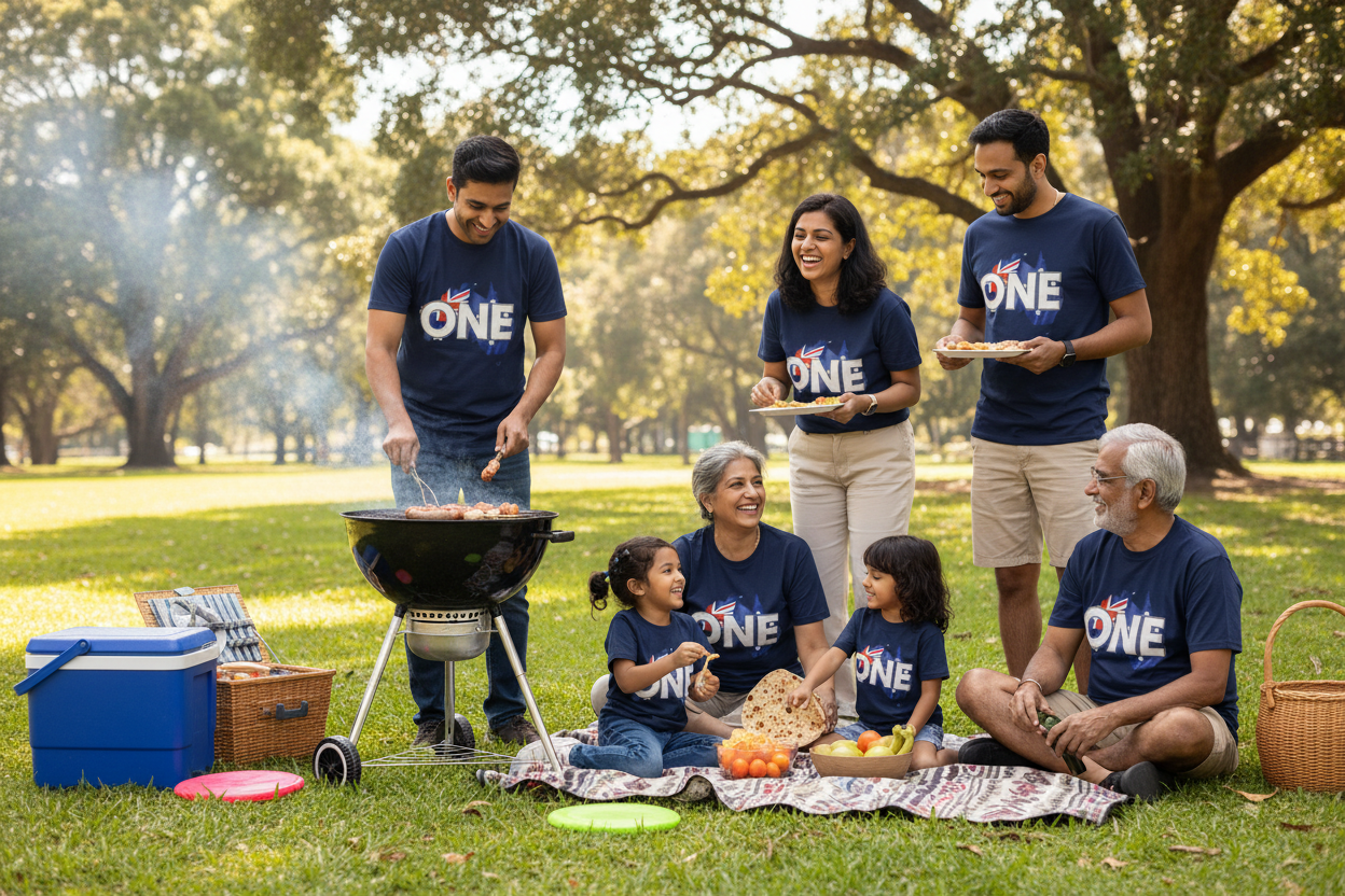 Kids Tee — "ONE" Australia Map Flag Unity Design (Patriotic Australia Day Shirt)