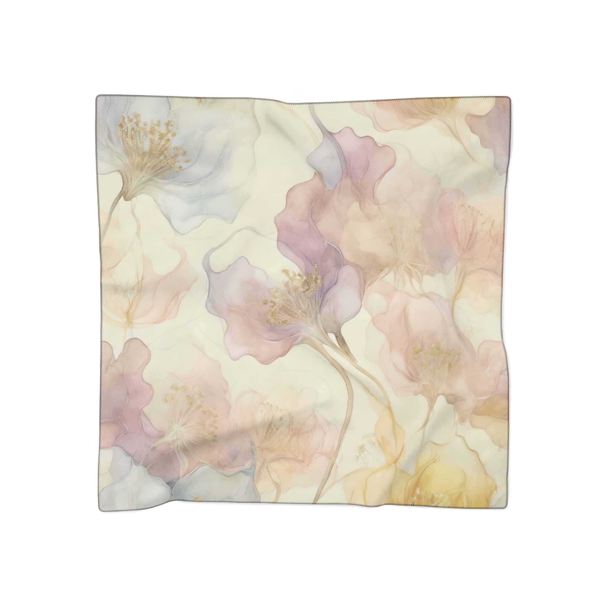 Pastel Floral Silk-Look Scarf — Soft Garden Print