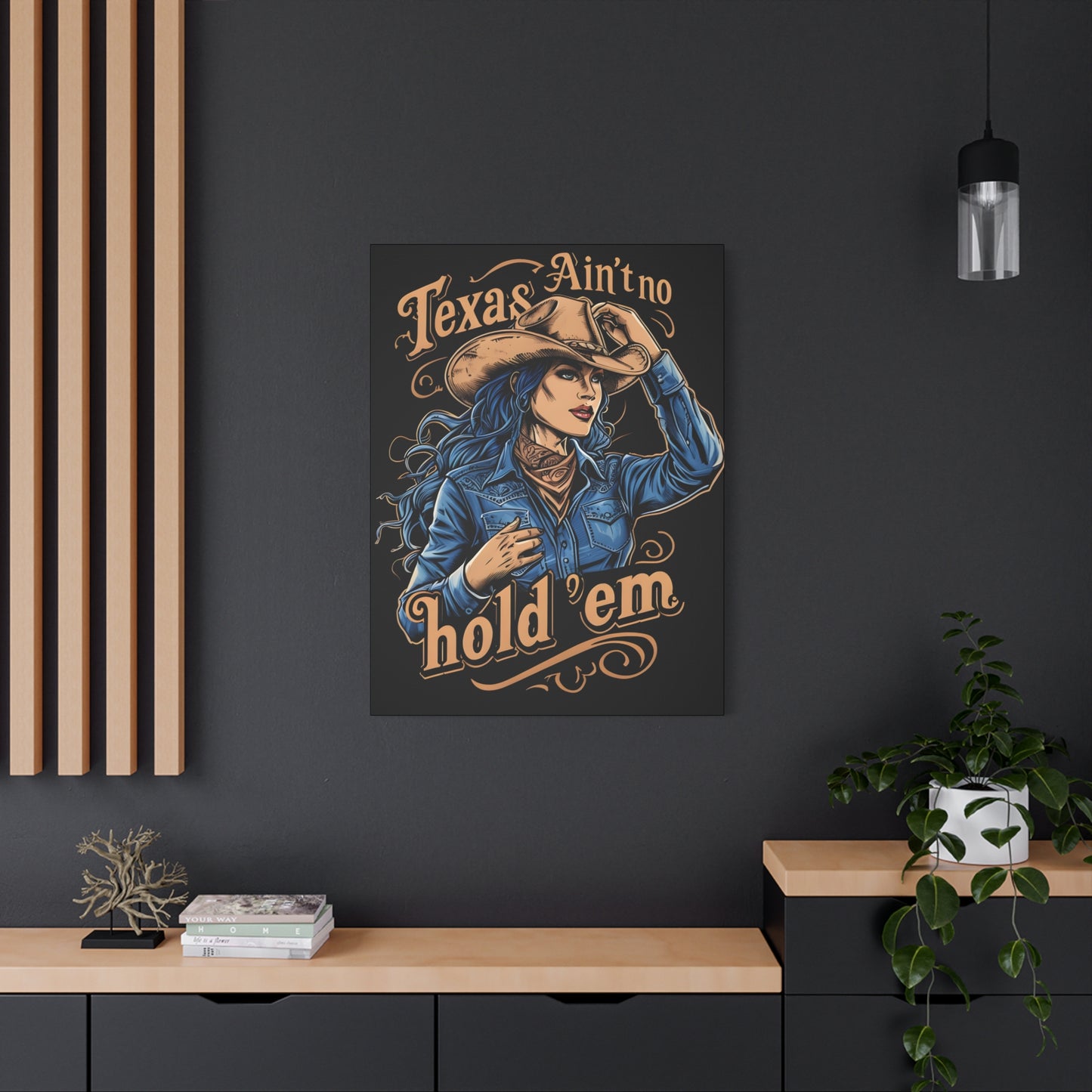 Canvas Wall Art, Western Cowgirl Texas Hold Em, Vibrant Rodeo Horse Decor, Rustic Cowgirl Print, Country Wild West Painting, Cowgirl Wall