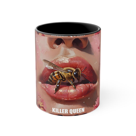 Surreal Killer Queen Bee Coffee Mug, Colorful Art Mug, 11oz Accent Mug, Unique Gifts, Home Decor, Bee Lover Gift, Artistic Drinkware