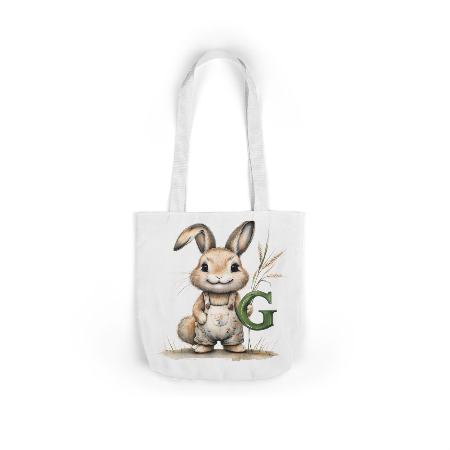 Adorable Letter G Bunny Canvas Tote Bag, Cute Spring Bag, Easter Gift, Eco-Friendly Storage Bag, Picnic Tote, Everyday Use