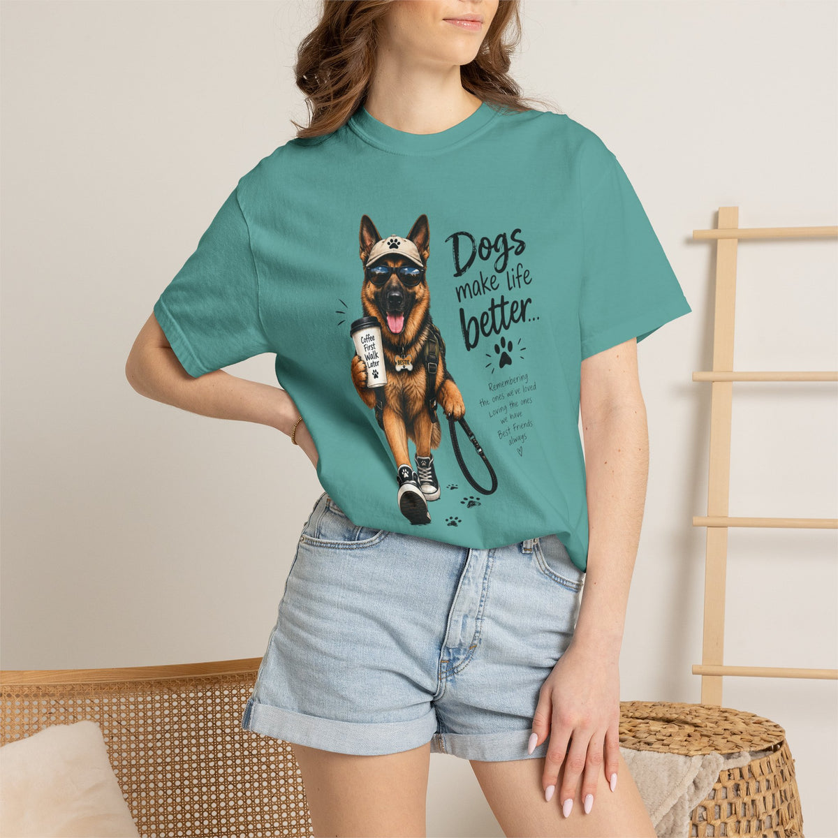 Dog Lovers German Shepherd T‑Shirt — "Dogs Make Life Better" Graphic Tee