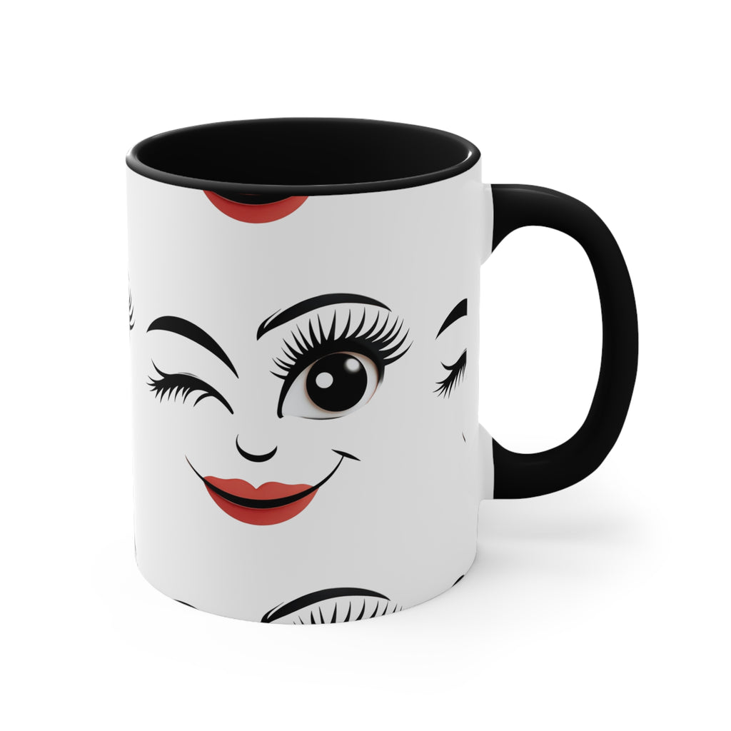 Quirky RED Face Outline Accent Mug 11oz