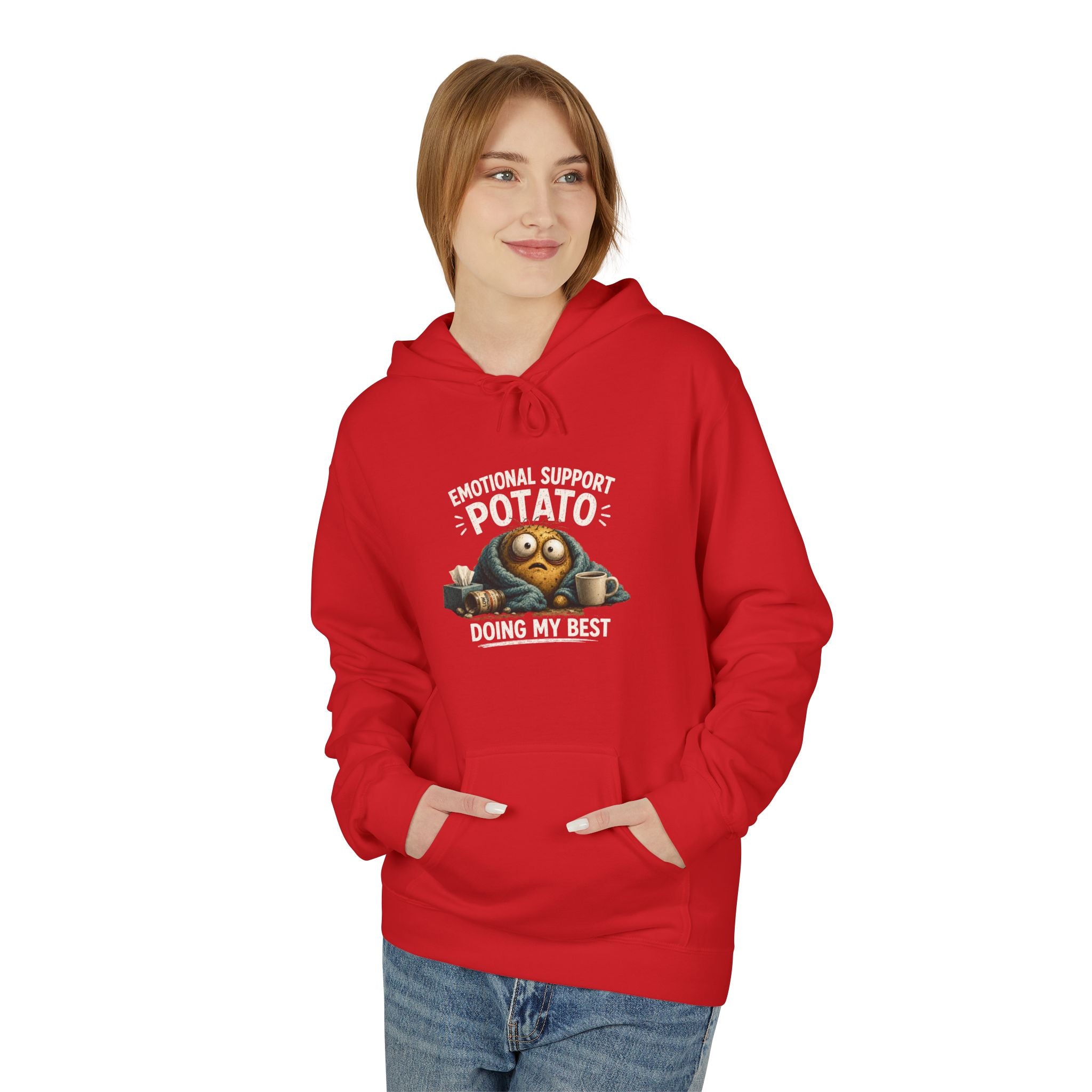 Emotional Support Potato Hoodie — "Doing My Best" Cozy Graphic Design