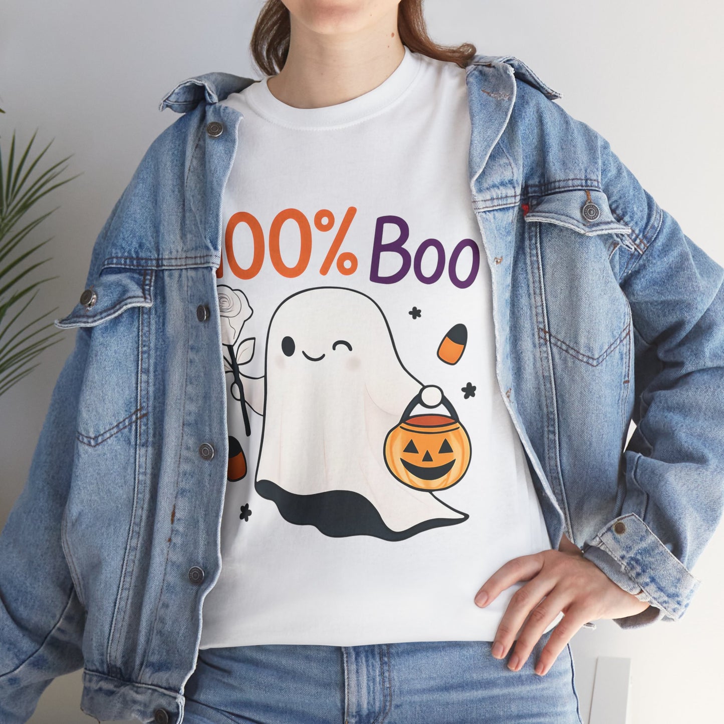 100% Boo Ghost Tee - Cute Halloween Unisex Shirt, Spooky T-Shirt, Halloween Costume Top, Fall Apparel, Ghost Lovers Gift