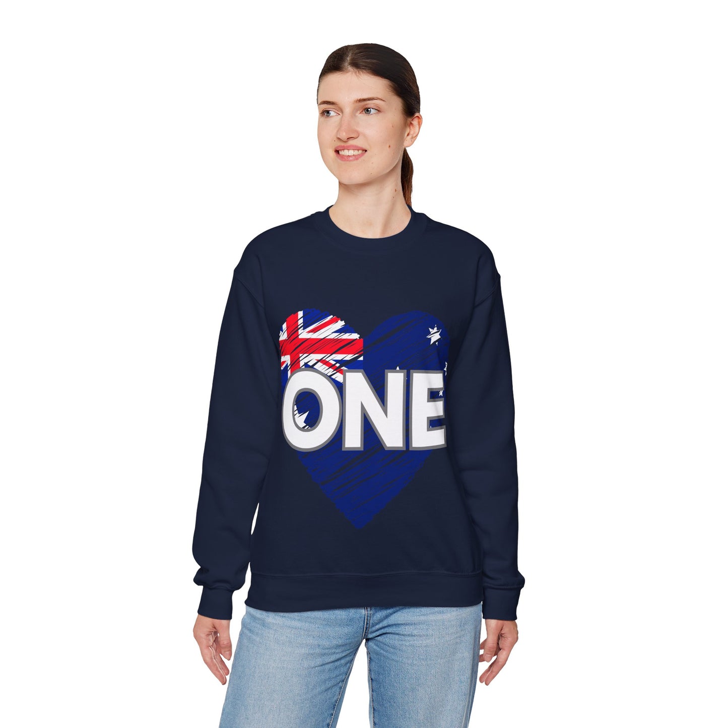 Australia ONE Heart Crewneck Unity Sweatshirt – Patriotic Aussie Design