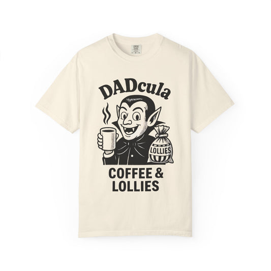 Coffee & Lollies Dad T-Shirt | Gift for Dad | Fun Tee for Father’s Day, Halloween, Parenting Humor, Unisex Cotton Shirt