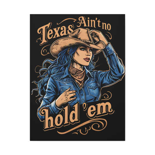 Canvas Wall Art, Western Cowgirl Texas Hold Em, Vibrant Rodeo Horse Decor, Rustic Cowgirl Print, Country Wild West Painting, Cowgirl Wall