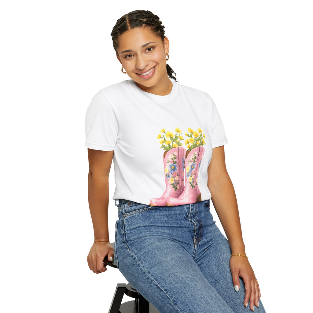 Walk A Mile Smiling T-Shirt – Cowboy Boot Graphic Tee