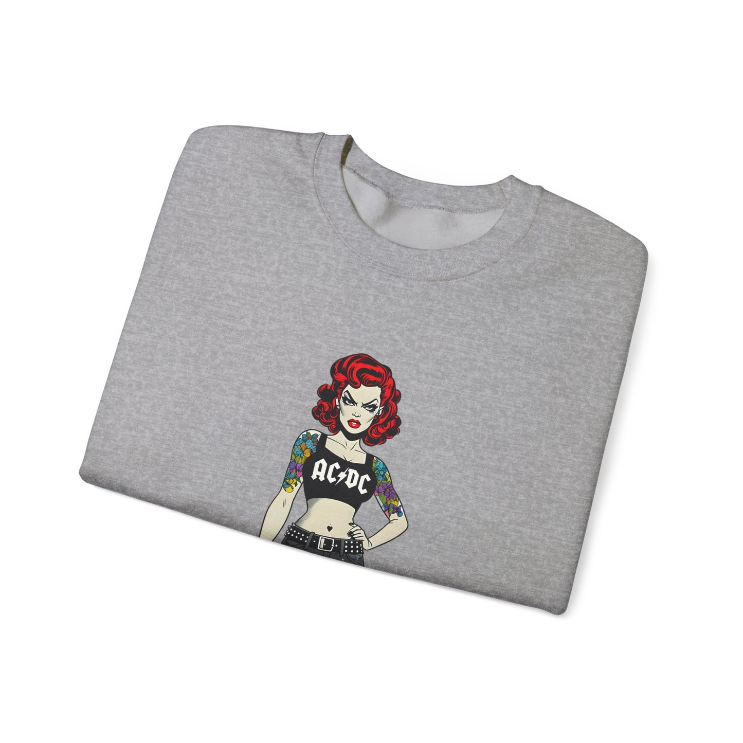 AC/DC Inspired Unisex Heavy Blend™ Comic Style, Rock Band Graphic, Music Lover Gift, Graphic Crewneck, Pop Art Print, Retro Sweatshirt