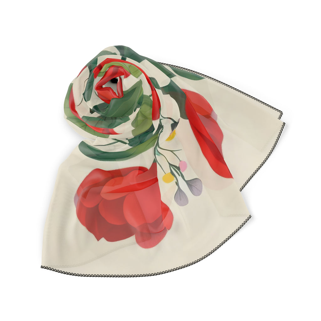 Red Tulips Silk-Look Scarf — Tulips Graphic Print