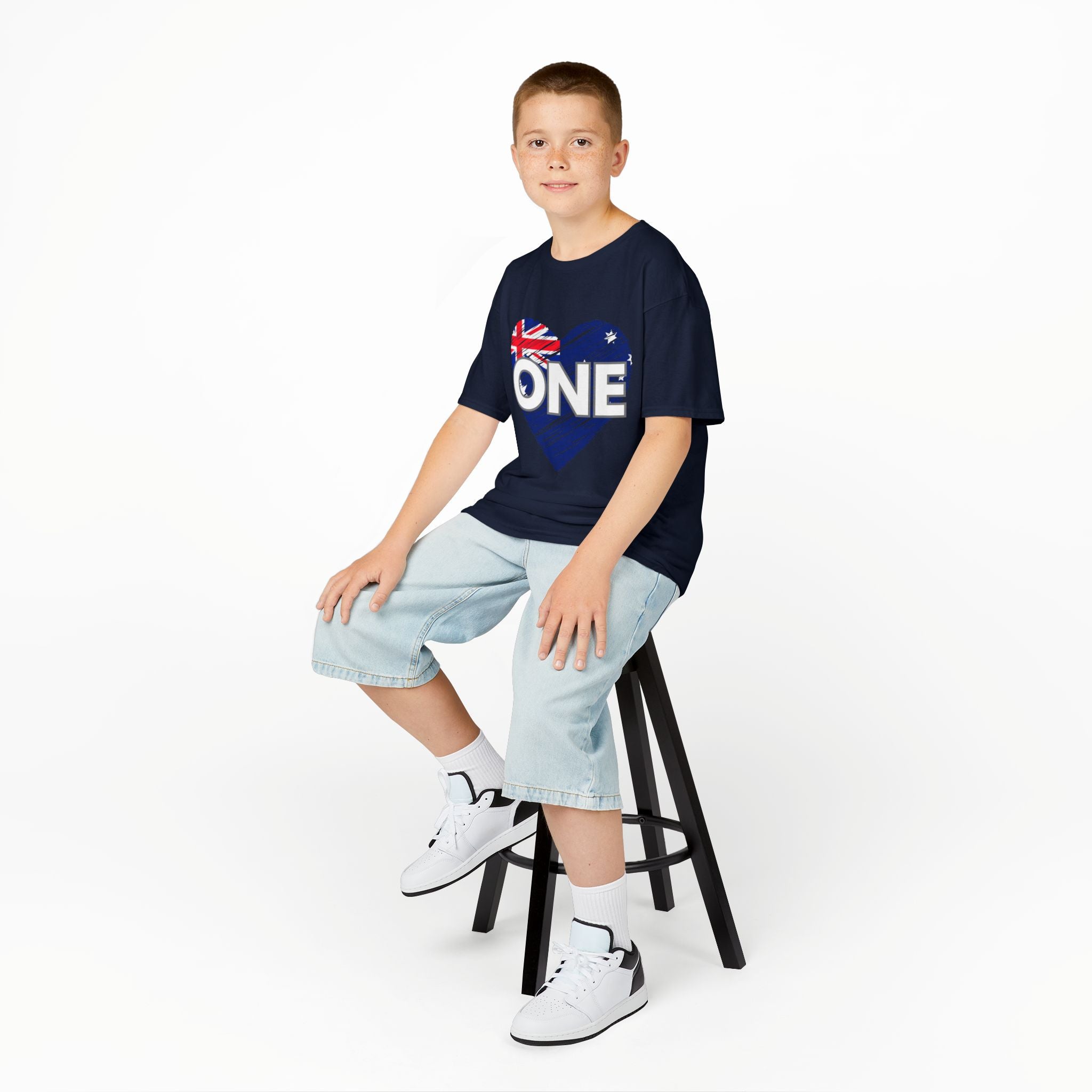 Kids Tee — "ONE" Australia Heart Unity Design (Patriotic Australia Day Shirt)
