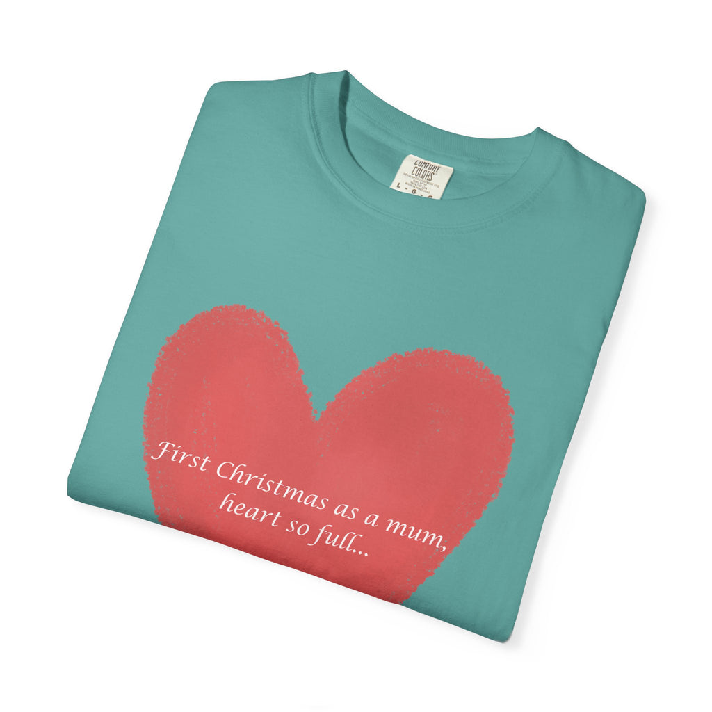 First Christmas as a Mum..Heart Brushstroke T‑Shirt — Pink Painted Heart Graphic Tee