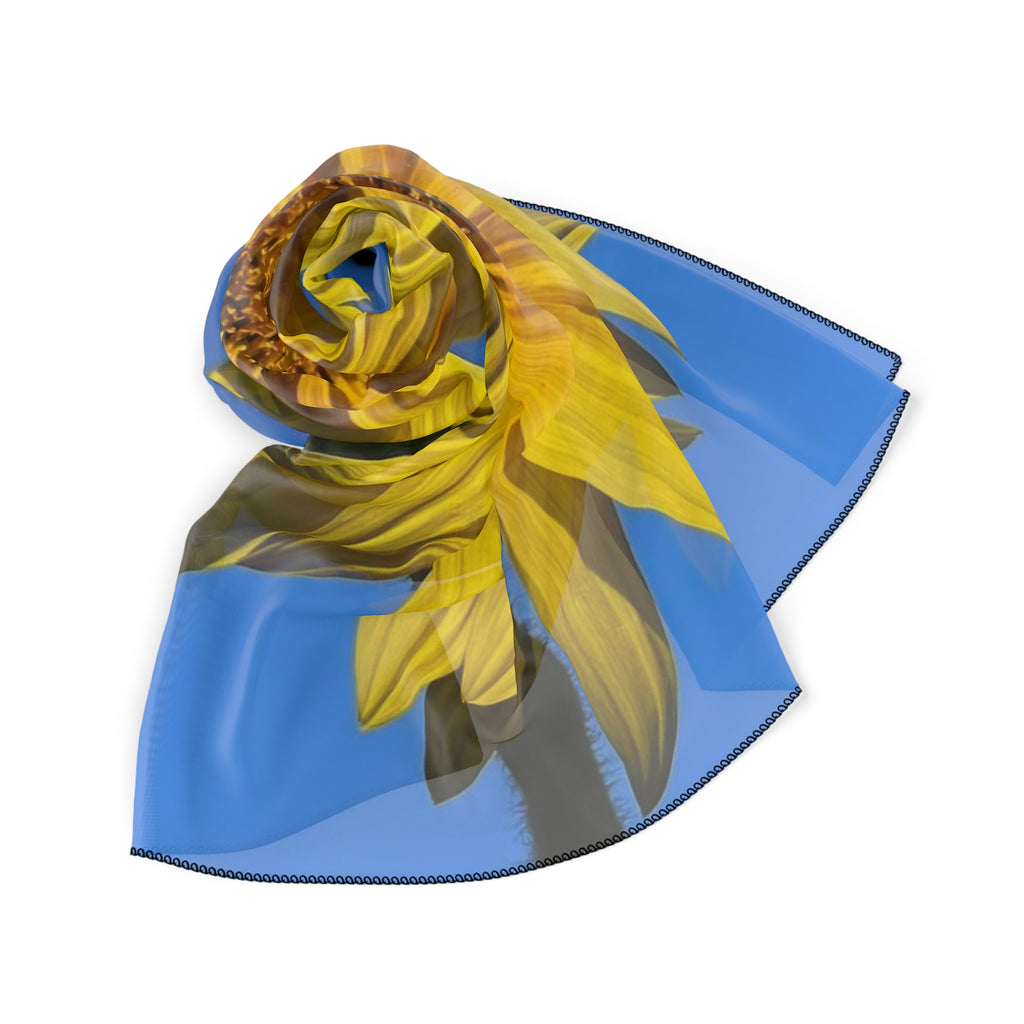 Sunflower Poly Scarf — Lightweight Silk-Look Fashion Scarf