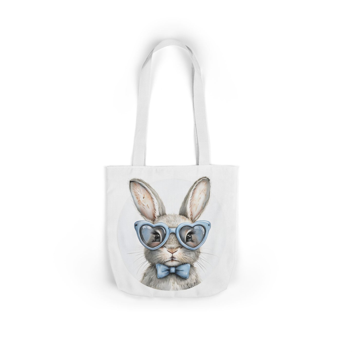 Cute Double Sided Bunny Canvas Tote Bag, Eco-Friendly Shopping Bag, Easter Gift, Spring Style Tote, Bunny Lover's Tote, 3-Color Straps